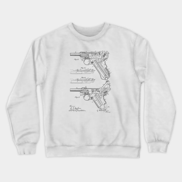 Gun Design Vintage Patent Hand Drawing Crewneck Sweatshirt by TheYoungDesigns